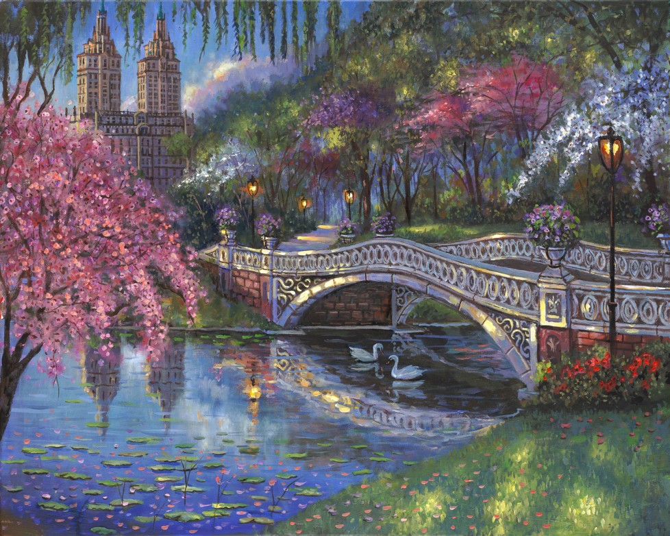 Bow Bridge Blossoms, Central Park