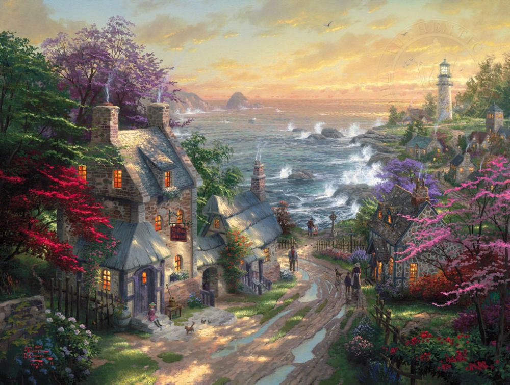 Capturing The Beauty Of Lighthouses Through Kinkade Art &Ndash; Thomas Kinkade Gallery Of Murfreesboro The Village Lighthouse By Thomas Kinkade