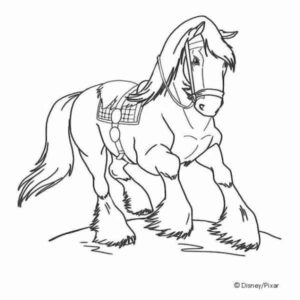 Ee Sketch 2 &Ndash; Thomas Kinkade Gallery Of Murfreesboro A Sketch Created For The Remarque Of The Painting Of Disney &Amp; Pixar Film'S Movie, Brave Depicting One Merida'S Horse, Angus.