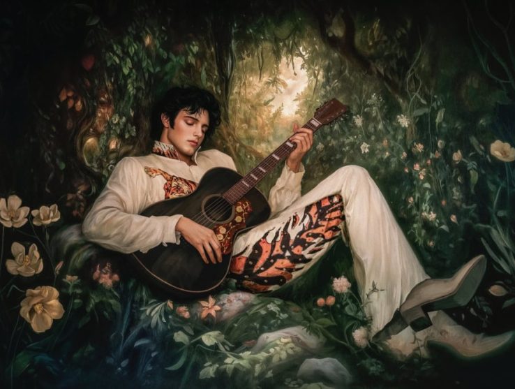 Elvis If I Can Dream Painting by Thomas Kinkade artist Francisco Caballero