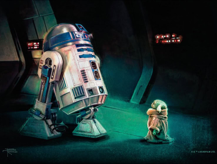 Thomas Kinkade Studios - First Meeting Painting Star Wars Painting