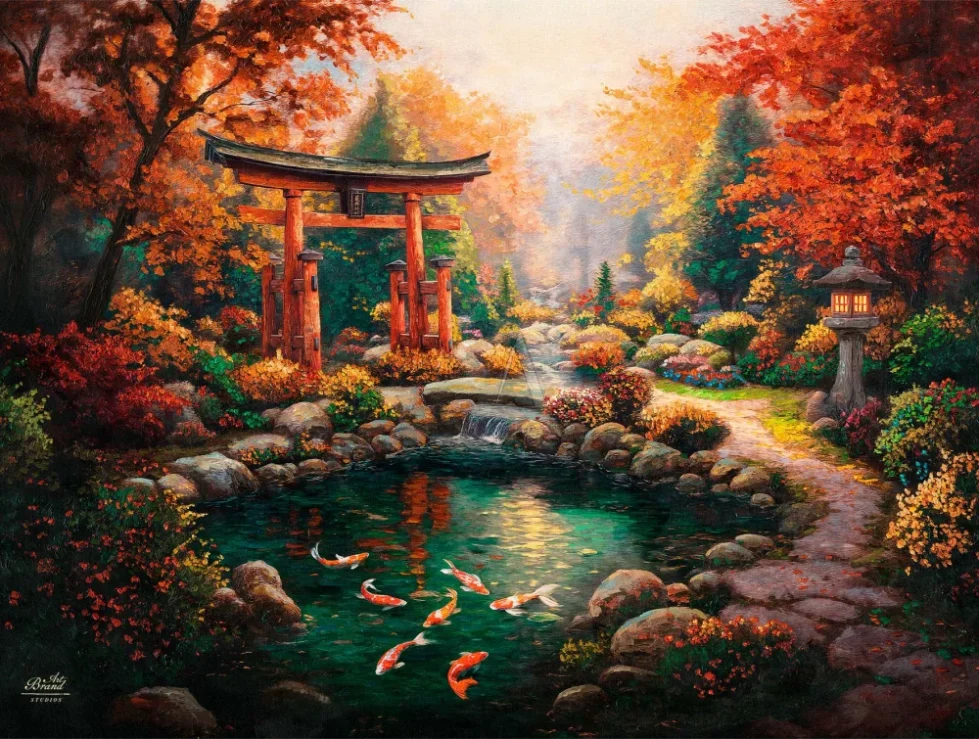 Garden Of Tranquiity &Ndash; Thomas Kinkade Gallery Of Murfreesboro Garden Of Tranquiity Japanese Fall Painting By Francisco Caballero From Art Brand Studios.