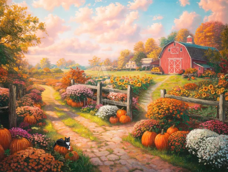 Harvest Home autumn farm painting by Francisco Caballero from Art Brand Studios