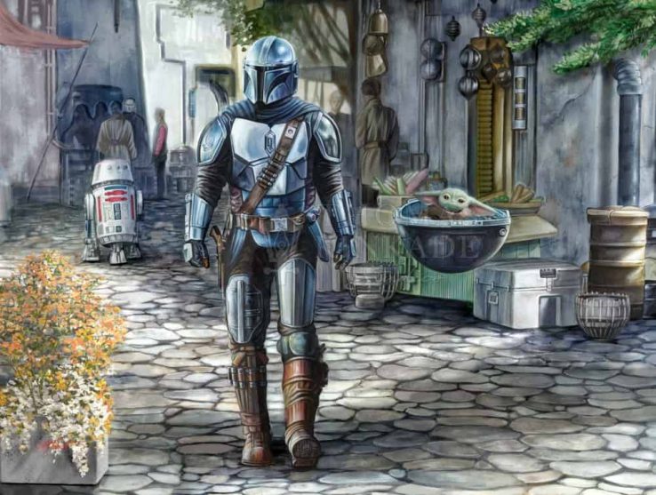 The Mandalorian A Welcome Sight Painting By Thomas Kinkade Studios.