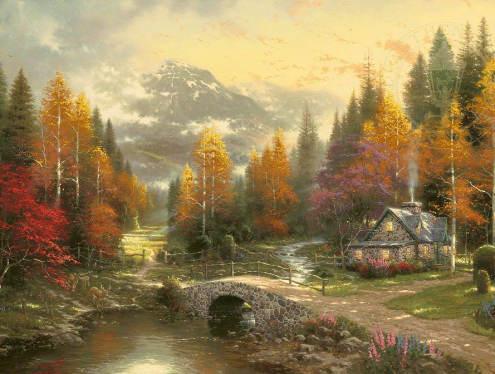 Popular Paintings From Thomas Kinkade - Pictured is The Valley of Peace