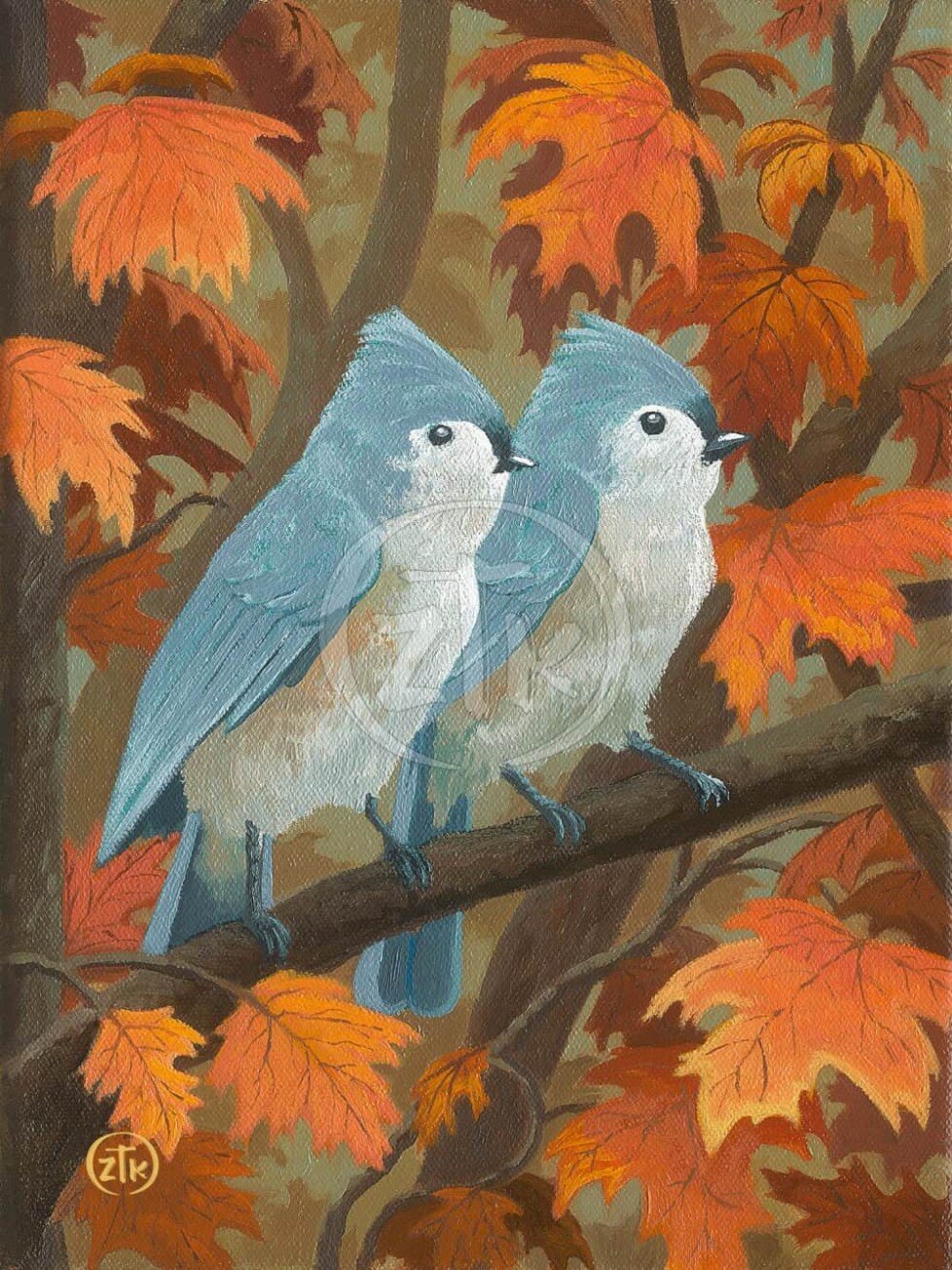 Tufted Titmouse In Autumn