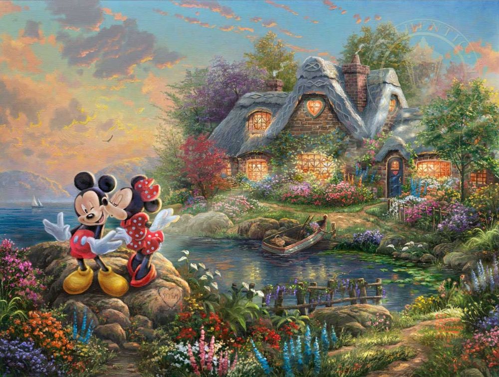 Art For Romance &Ndash; Thomas Kinkade Gallery Of Murfreesboro Mickey And Minnie - Sweetheart Cove By Thomas Kinkade Studios