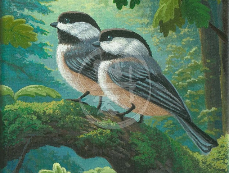Chickadee Spring Painting