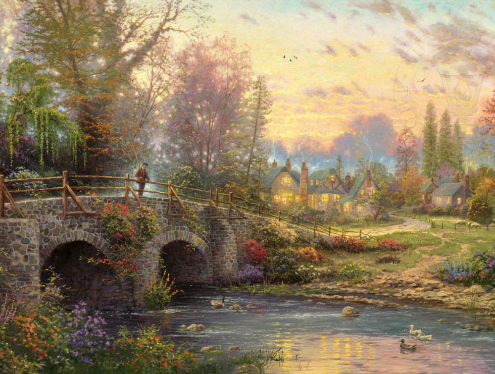 Choose Perfect Kinkade Painting Collection &Ndash; Thomas Kinkade Gallery Of Murfreesboro Cobblestone Evening By Thomas Kinkade