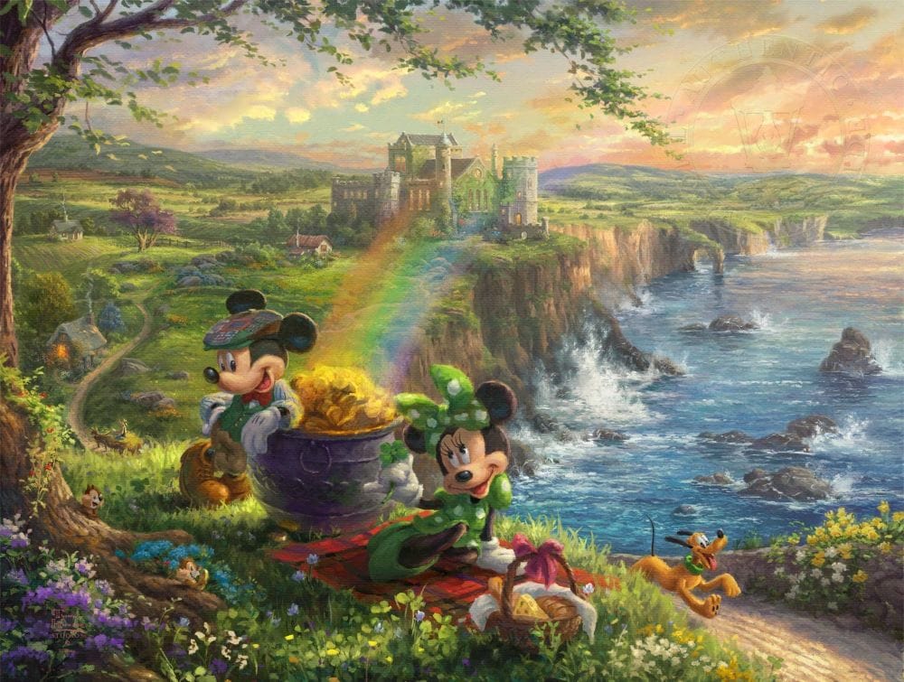 Disney Spring Art Collectors Love &Ndash; Thomas Kinkade Gallery Of Murfreesboro Mickey And Minnie In Ireland By Thomas Kinkade Studios