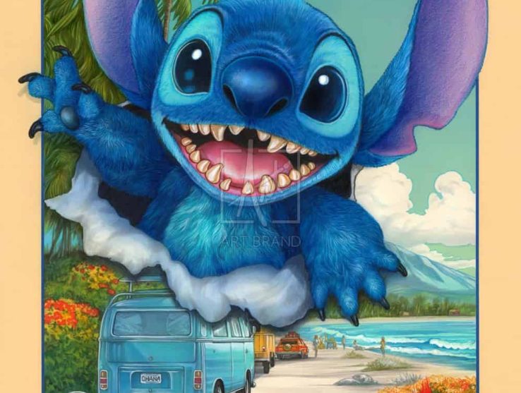 Thomas Kinkade Studios Disney Stitch - Welcome to Planet Earth! painting.