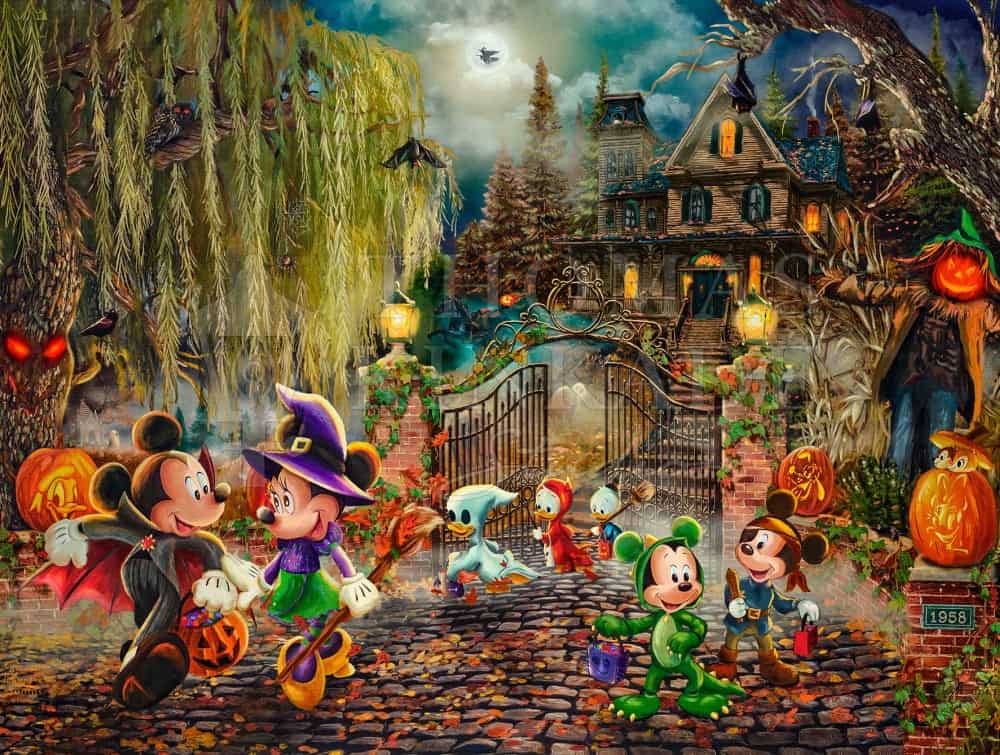 Halloween Inspired Disney Art Kinkade Studios &Ndash; Thomas Kinkade Gallery Of Murfreesboro Disney Mickey And Minnie Halloween Fun
