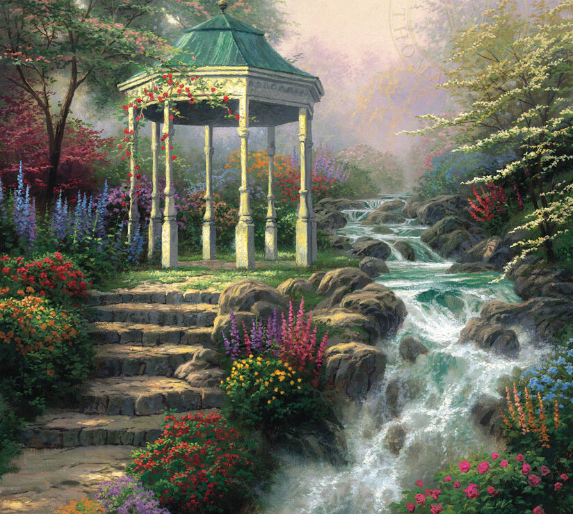 トーマス・キンケイド、Victorian Garden Ⅱ Amazon.com: Ceaco Thomas Kinkade - Victorian Garden II