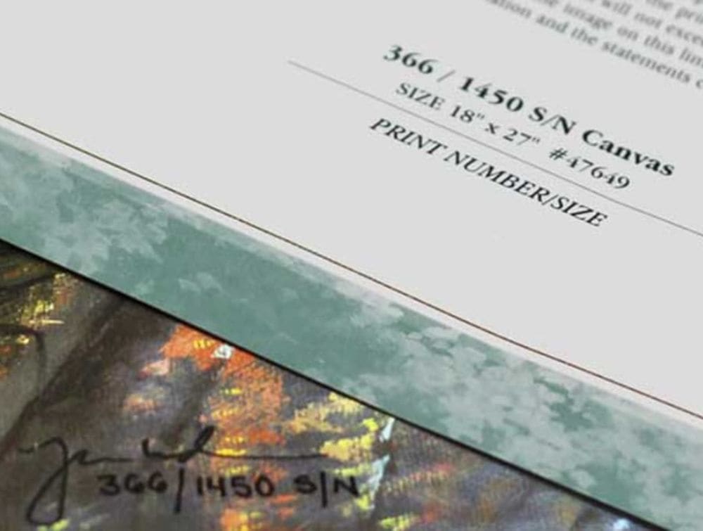 What Art Collectible Factors New Buyer Know &Ndash; Thomas Kinkade Gallery Of Murfreesboro A Certificate Of Authentication With A Close-Up On The Information About The Painting Like Size, Number, And Edition.
